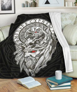 Viking Blanket Viking Odin Set Sherpa Fleece Blanket Gifts for Viking Lovers