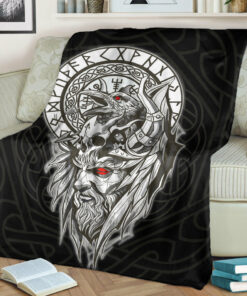 Viking Blanket Viking Odin Set Sherpa Fleece Blanket Gifts for Viking Lovers