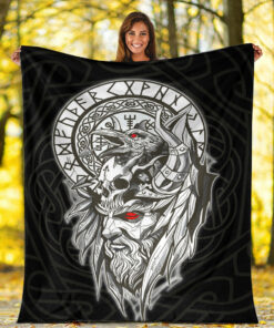 Viking Blanket Viking Odin Set Sherpa Fleece Blanket Gifts for Viking Lovers