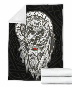 Viking Blanket Viking Odin Set Sherpa Fleece Blanket Gifts for Viking Lovers
