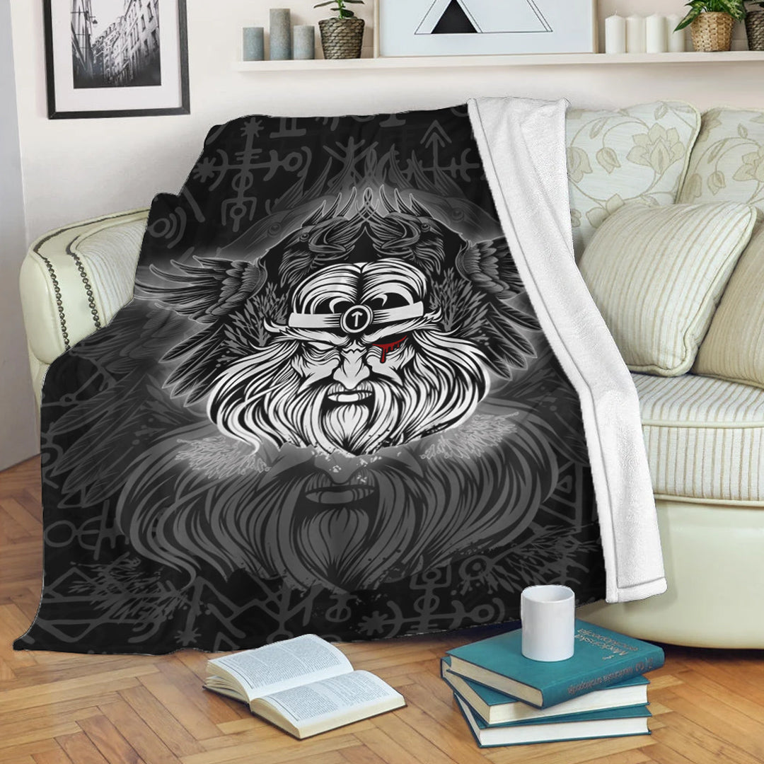 Viking Blanket Viking Odin Silver Sherpa Fleece Blanket Gifts for Viking Lovers