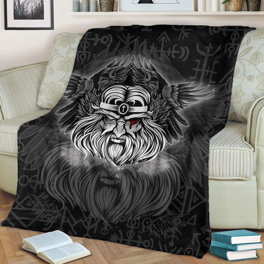 Viking Blanket Viking Odin Silver Sherpa Fleece Blanket Gifts for Viking Lovers