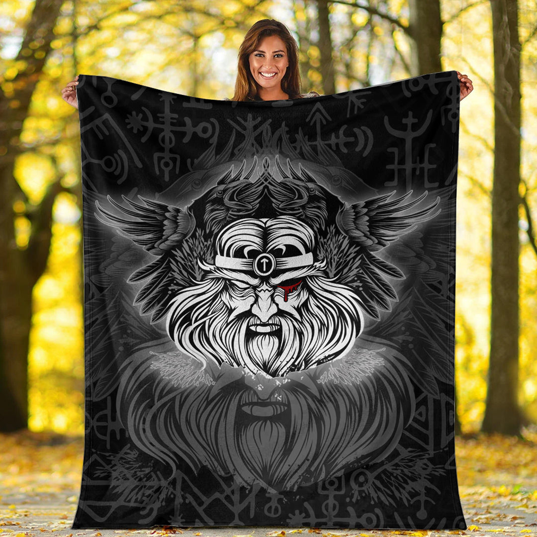 Viking Blanket Viking Odin Silver Sherpa Fleece Blanket Gifts for Viking Lovers