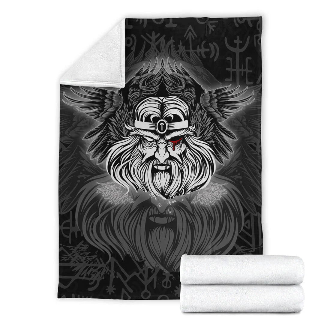 Viking Blanket Viking Odin Silver Sherpa Fleece Blanket Gifts for Viking Lovers