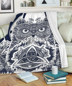 Viking Blanket Viking Owl Celtic Sherpa Fleece Blanket Gifts for Viking Lovers