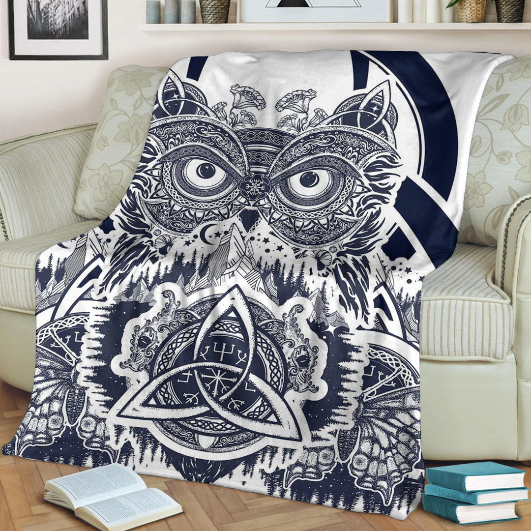 Viking Blanket Viking Owl Celtic Sherpa Fleece Blanket Gifts for Viking Lovers