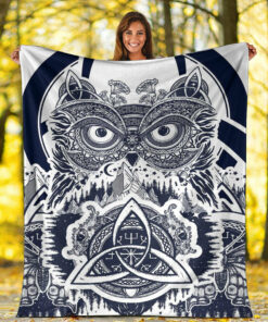 Viking Blanket Viking Owl Celtic Sherpa Fleece Blanket Gifts for Viking Lovers
