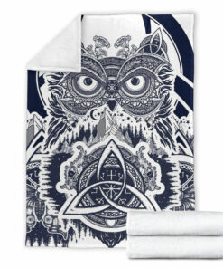 Viking Blanket Viking Owl Celtic Sherpa Fleece Blanket Gifts for Viking Lovers