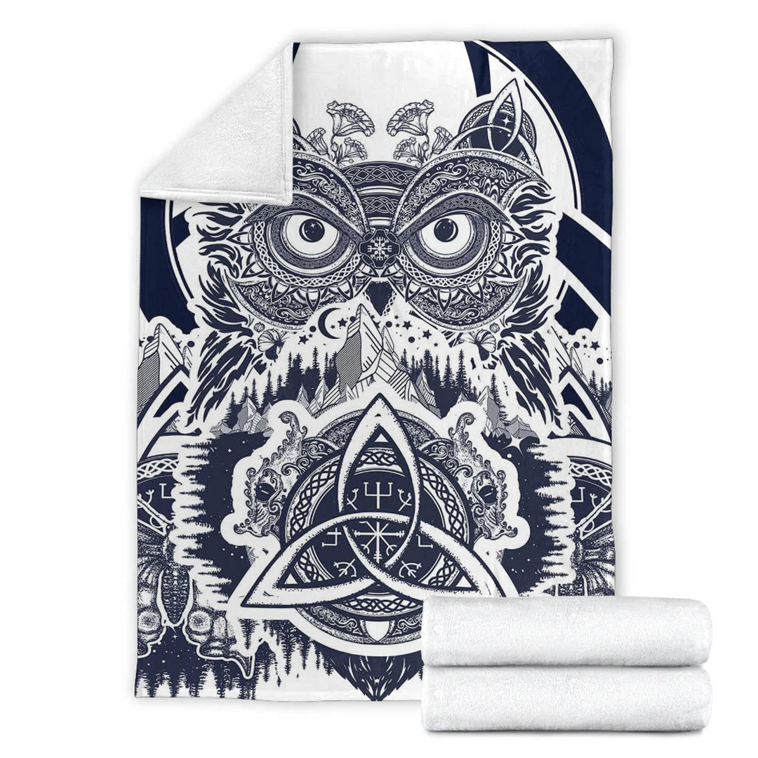 Viking Blanket Viking Owl Celtic Sherpa Fleece Blanket Gifts for Viking Lovers