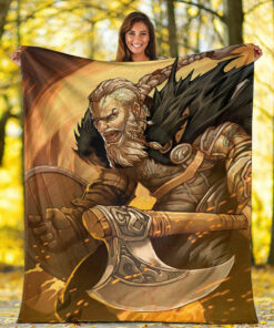 Viking Blanket Viking Ragnar Lothbrok Sherpa Fleece Blanket Gifts for Viking Lovers