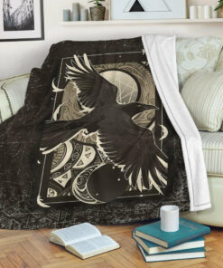 Viking Blanket Viking Raven Celtic Sun and Moon Sherpa Fleece Blanket Gifts for Viking Lovers