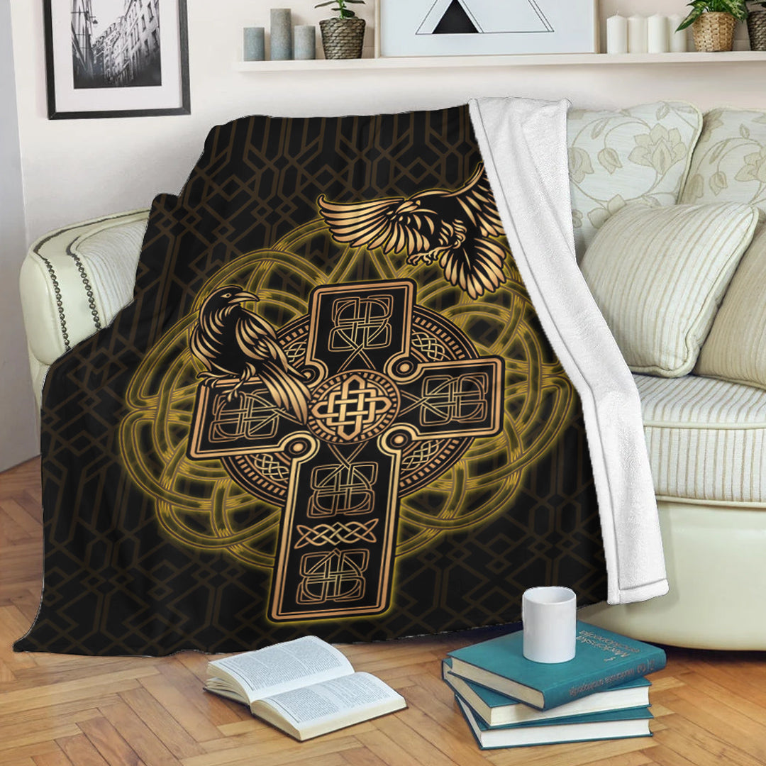 Viking Blanket Viking Raven Sherpa Fleece Blanket Gifts for Viking Lovers