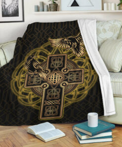 Viking Blanket, Viking Raven Sherpa Fleece Blanket Gifts for Viking Lovers