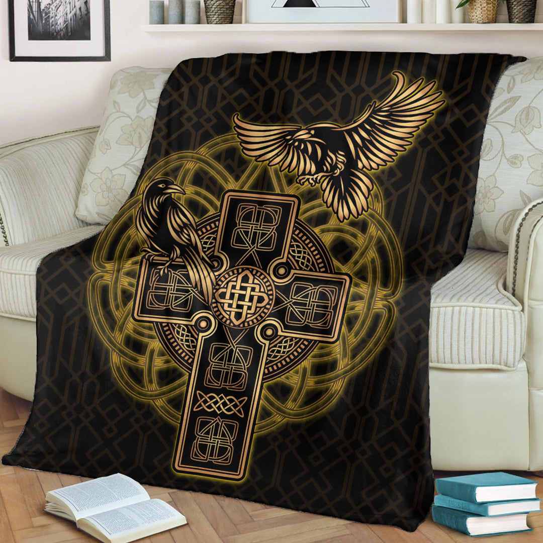 Viking Blanket Viking Raven Sherpa Fleece Blanket Gifts for Viking Lovers