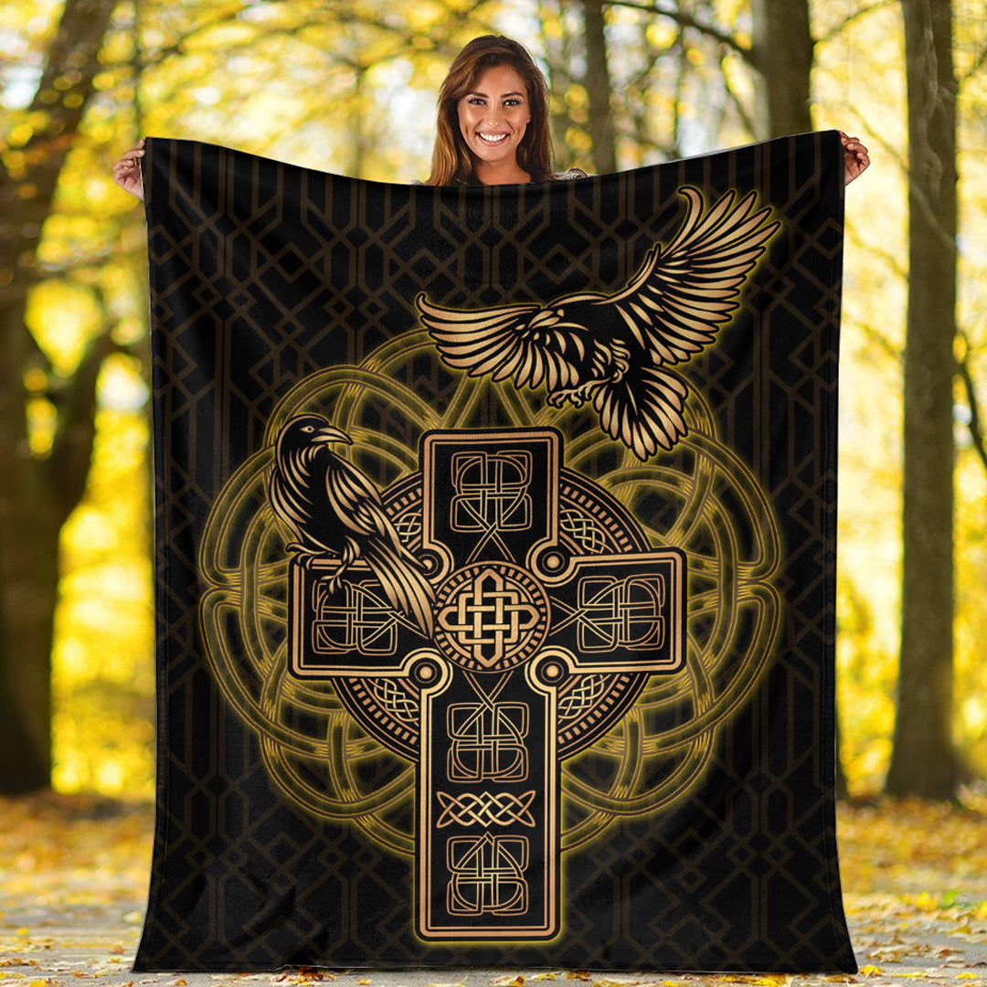 Viking Blanket Viking Raven Sherpa Fleece Blanket Gifts for Viking Lovers