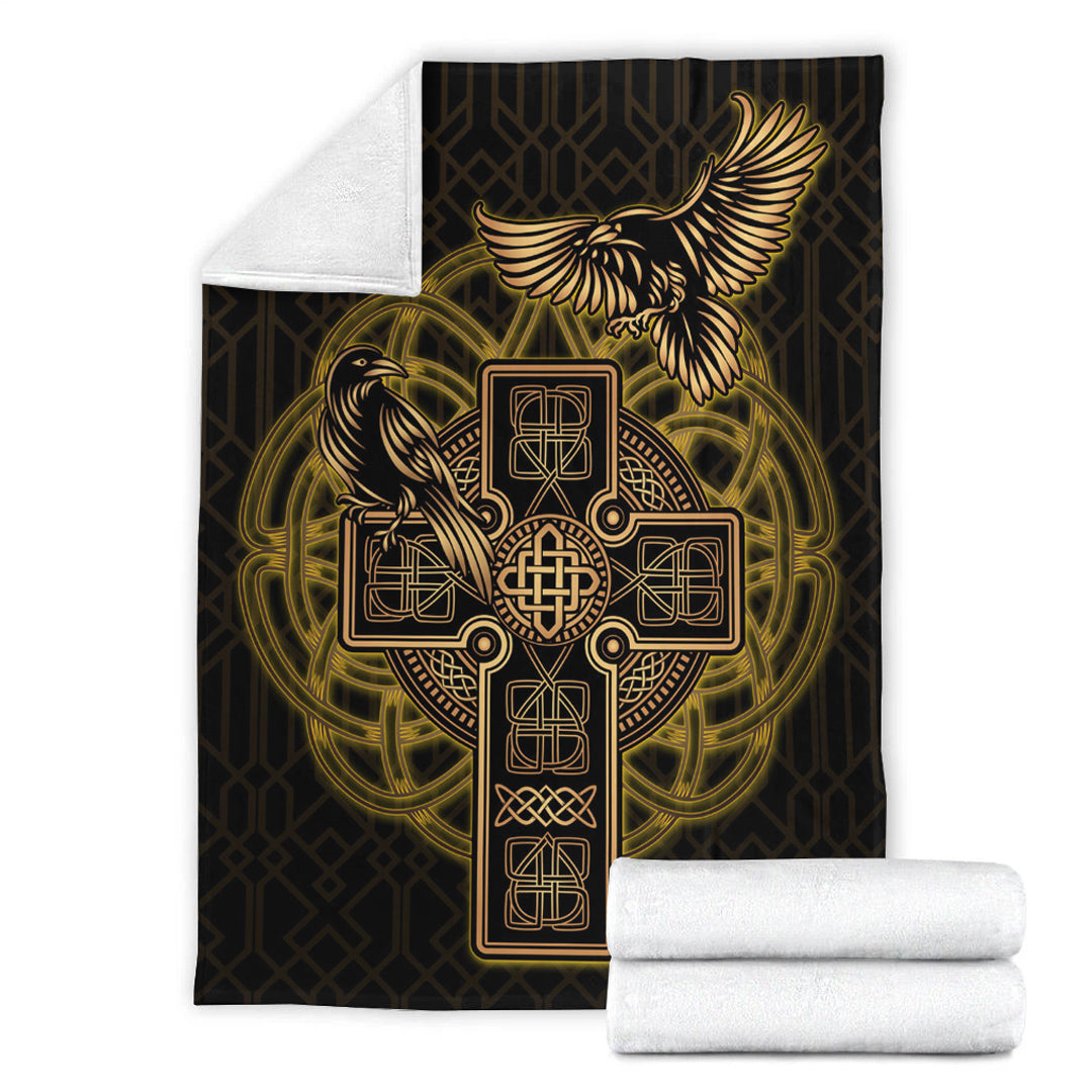 Viking Blanket Viking Raven Sherpa Fleece Blanket Gifts for Viking Lovers