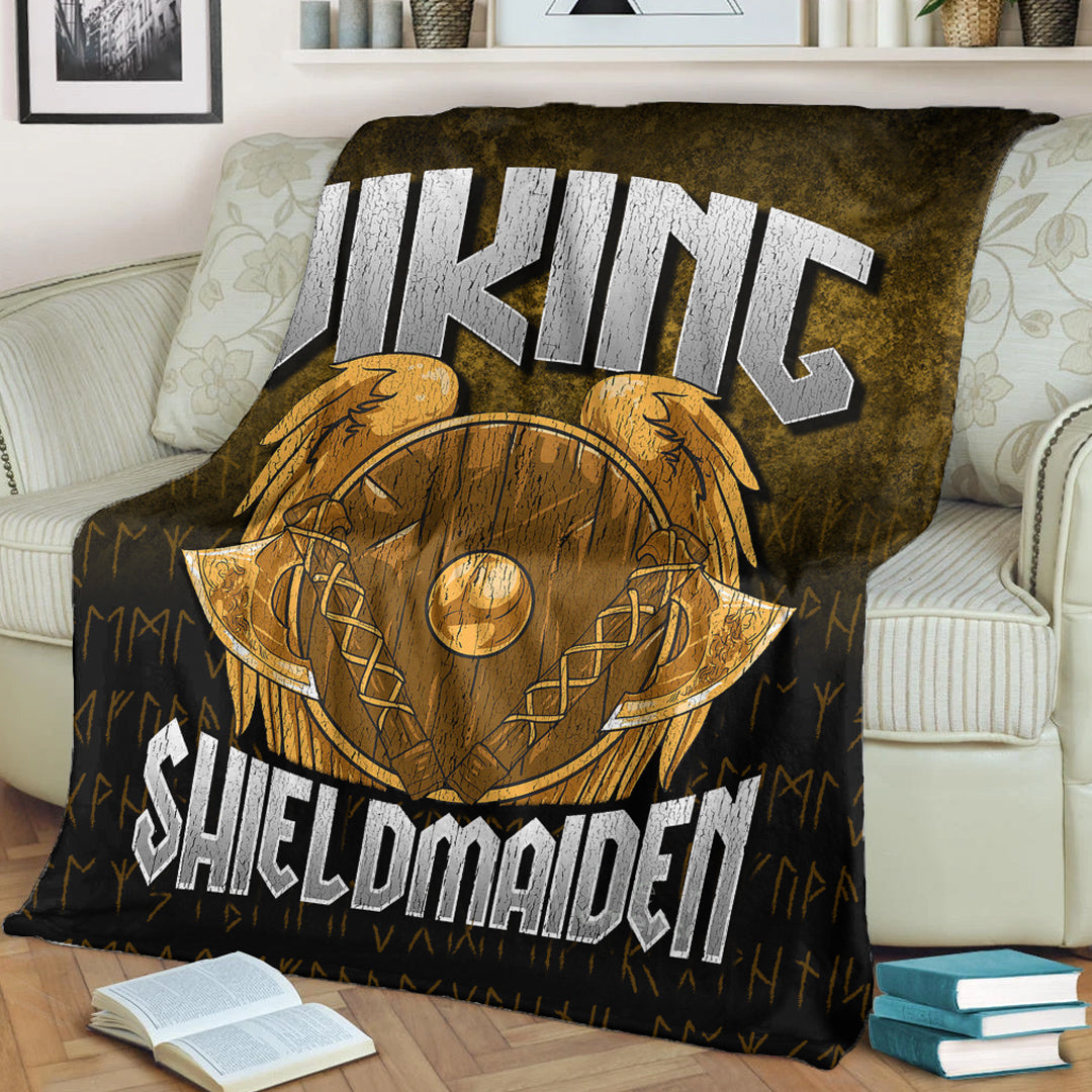 Viking Blanket Viking ShieldMaiden Sherpa Fleece Blanket
