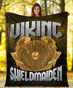 Viking Blanket Viking ShieldMaiden Sherpa Fleece Blanket