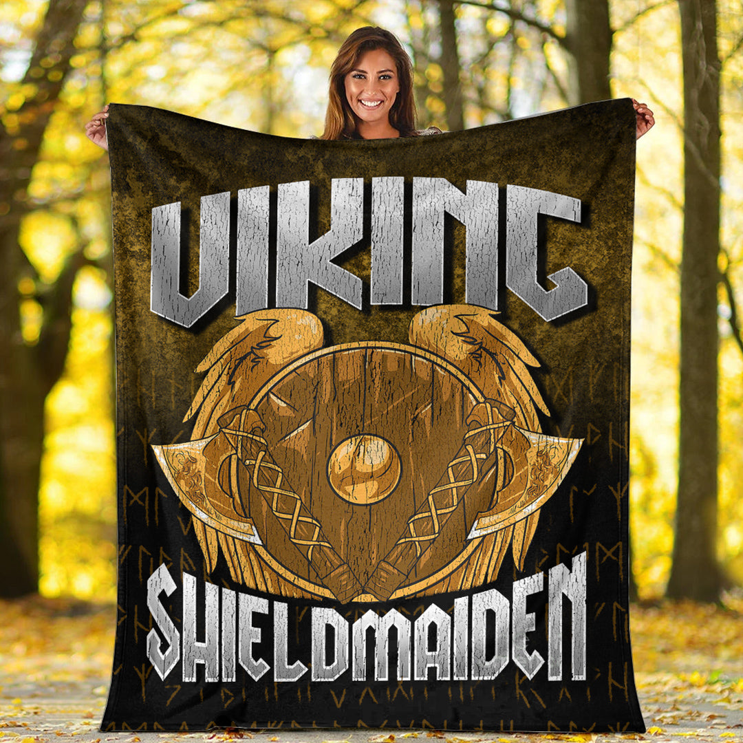 Viking Blanket Viking ShieldMaiden Sherpa Fleece Blanket