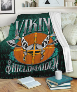 Viking Blanket Viking ShieldMaiden Sherpa Fleece Blanket Gifts for Viking Lovers