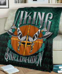 Viking Blanket Viking ShieldMaiden Sherpa Fleece Blanket Gifts for Viking Lovers