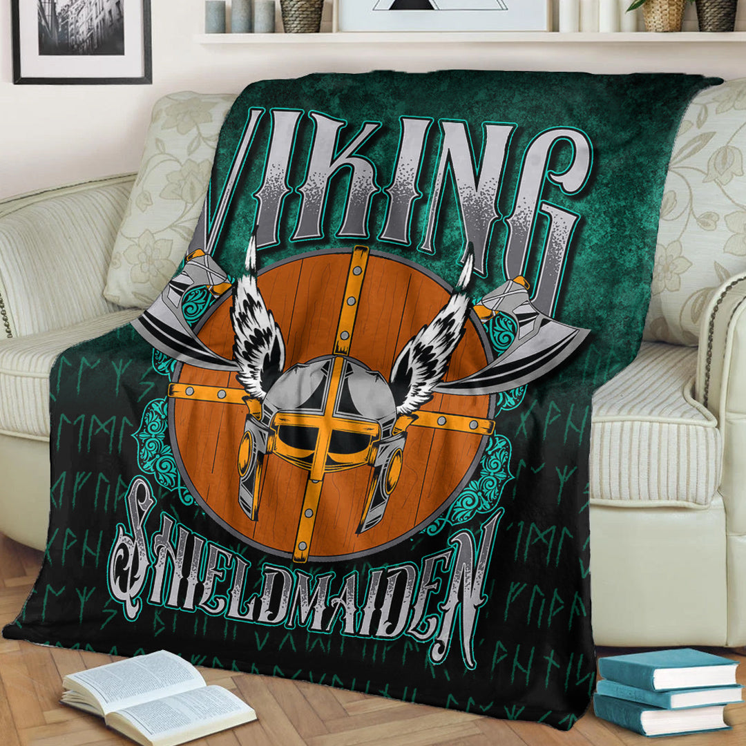 Viking Blanket Viking ShieldMaiden Sherpa Fleece Blanket Gifts for Viking Lovers