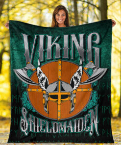 Viking Blanket Viking ShieldMaiden Sherpa Fleece Blanket Gifts for Viking Lovers