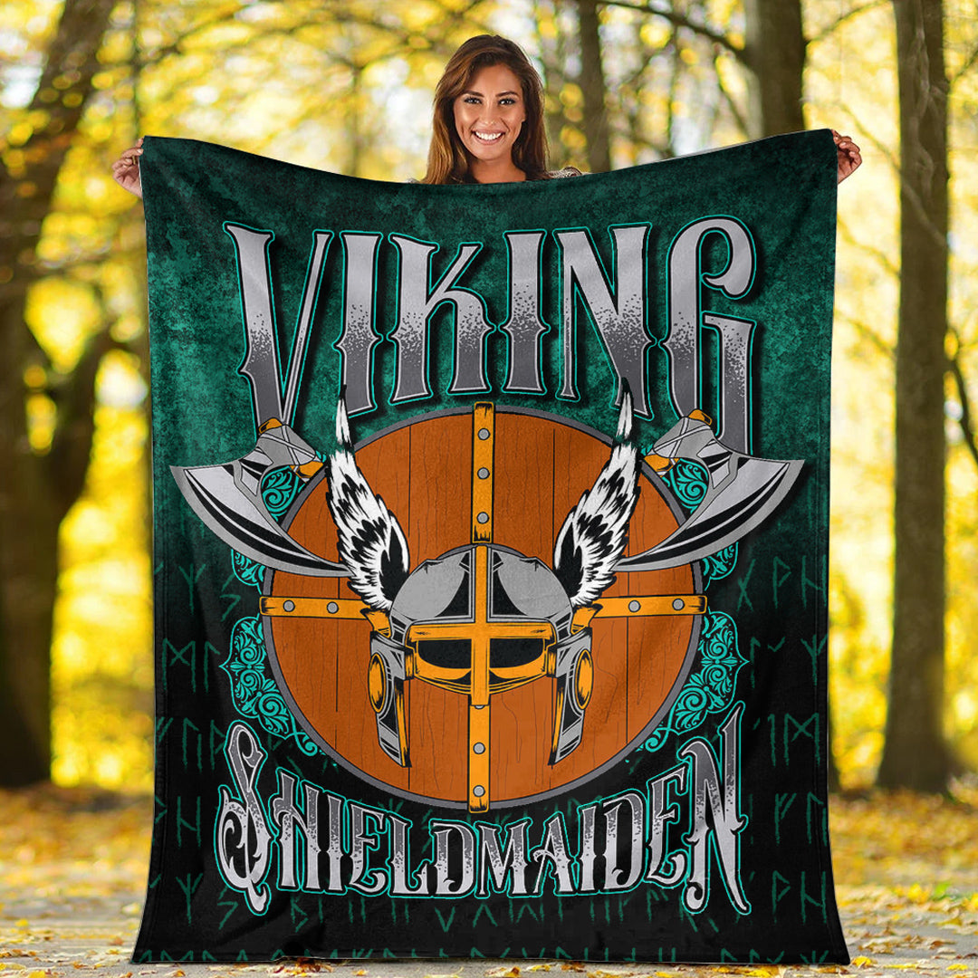 Viking Blanket Viking ShieldMaiden Sherpa Fleece Blanket Gifts for Viking Lovers