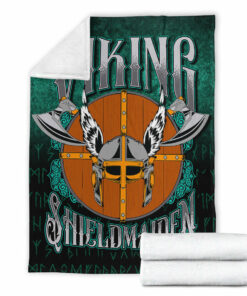 Viking Blanket Viking ShieldMaiden Sherpa Fleece Blanket Gifts for Viking Lovers