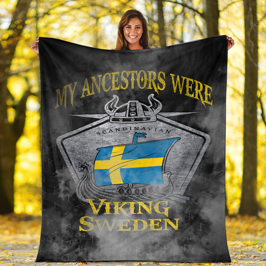Viking Blanket Viking Sweden Drakka Scandinavian Sherpa Fleece Blanket Gifts for Viking Lovers