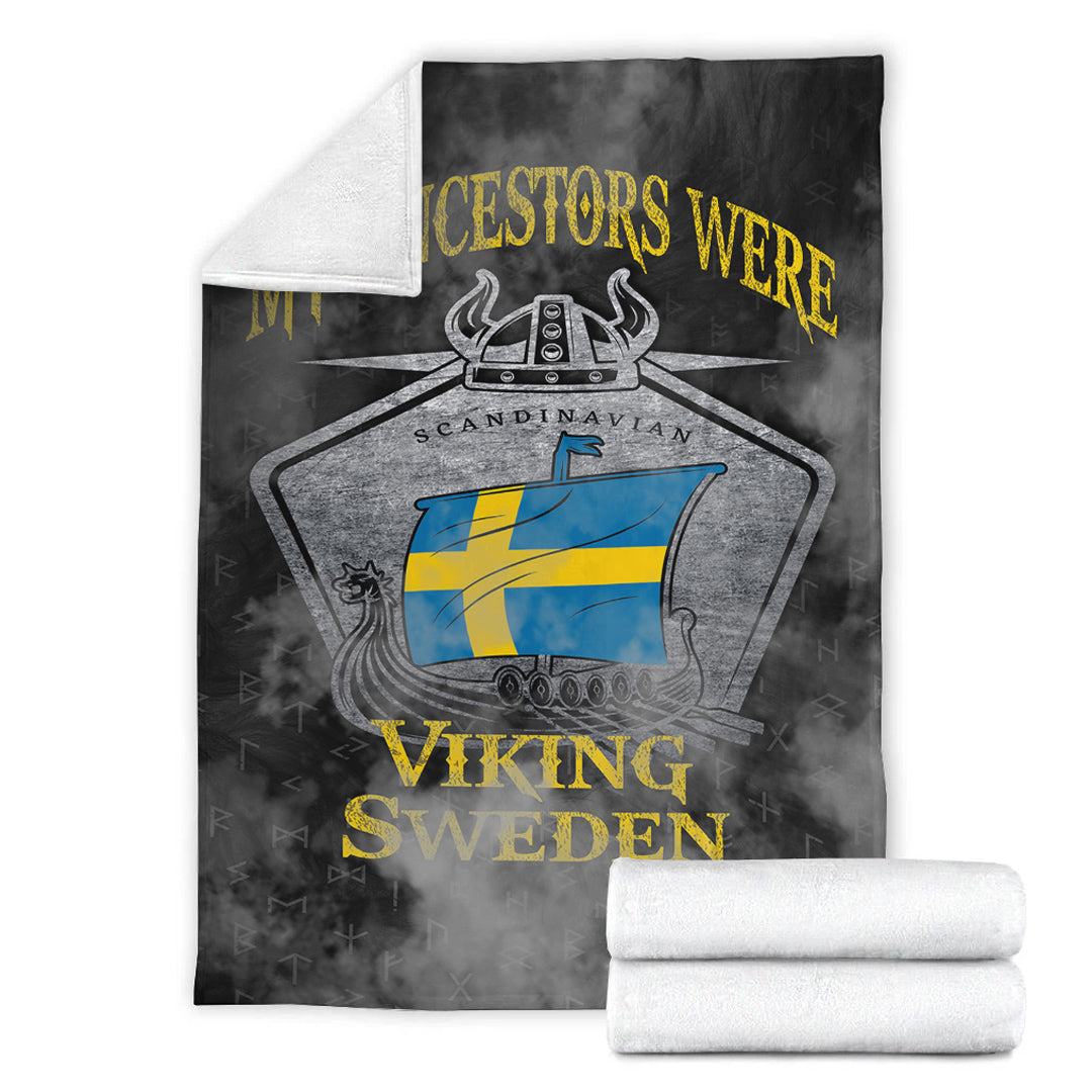 Viking Blanket Viking Sweden Drakka Scandinavian Sherpa Fleece Blanket Gifts for Viking Lovers
