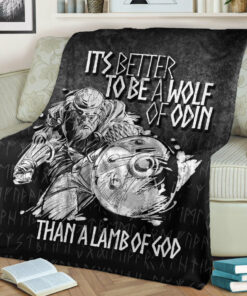 Viking Blanket Viking Valhalla Odin It'S Better To Be A Wolf Sherpa Fleece Blanket Gifts for Viking Lovers