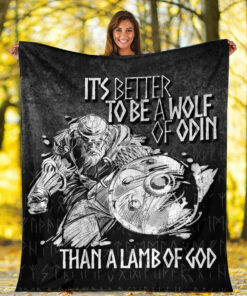 Viking Blanket Viking Valhalla Odin It'S Better To Be A Wolf Sherpa Fleece Blanket Gifts for Viking Lovers