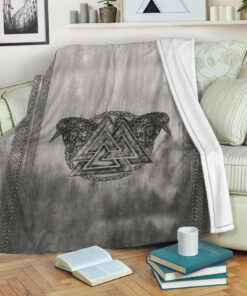 Viking Blanket Viking Valknut and Raven Sherpa Fleece Blanket Gifts for Viking Lovers