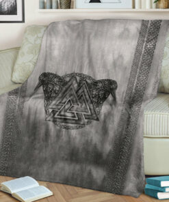 Viking Blanket Viking Valknut and Raven Sherpa Fleece Blanket Gifts for Viking Lovers