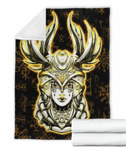 Viking Blanket Viking Valkyrie Gold Sherpa Fleece Blanket Gifts for Viking Lovers