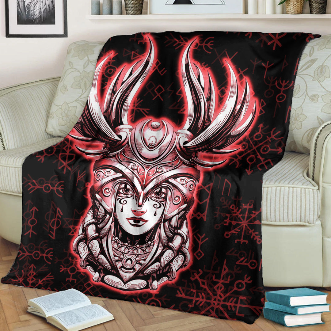 Viking Blanket Viking Valkyrie Red Sherpa Fleece Blanket Gifts for Viking Lovers