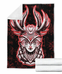 Viking Blanket Viking Valkyrie Red Sherpa Fleece Blanket Gifts for Viking Lovers
