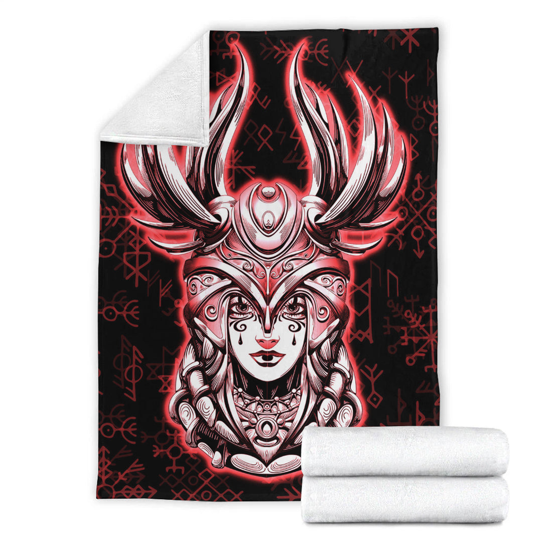 Viking Blanket Viking Valkyrie Red Sherpa Fleece Blanket Gifts for Viking Lovers