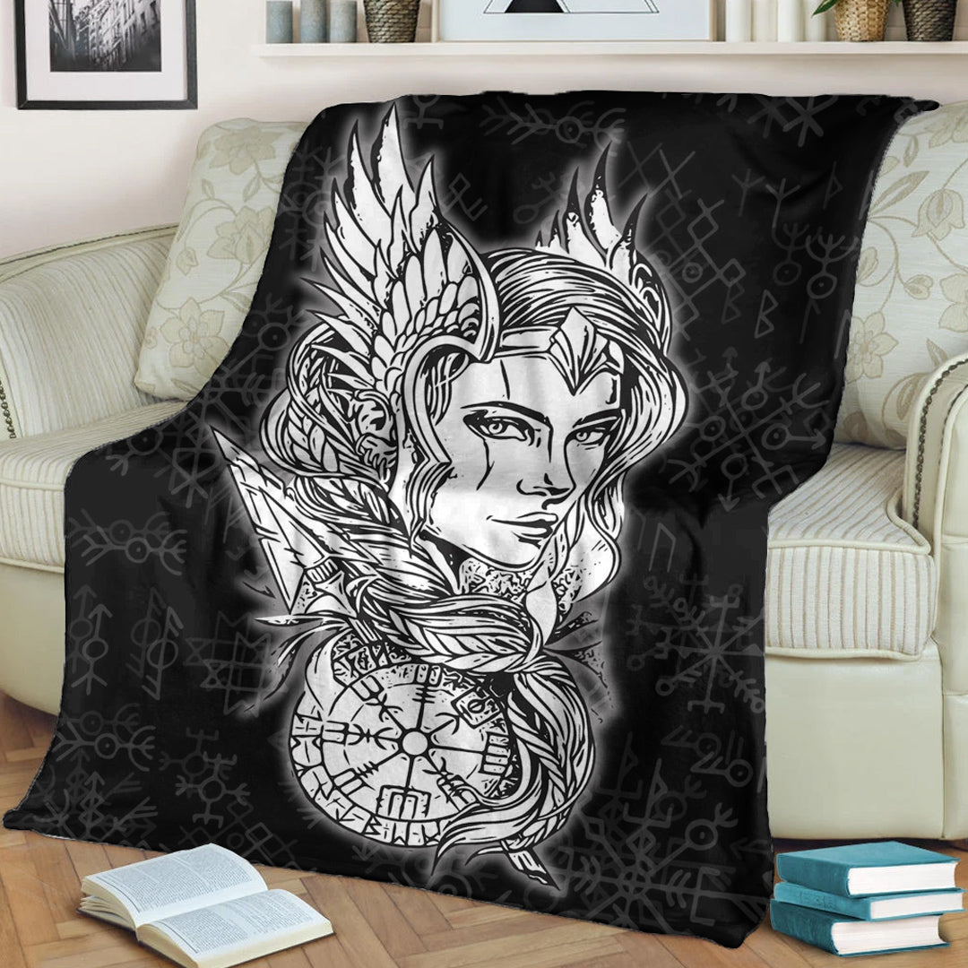 Viking Blanket, Viking Valkyrie Sherpa Fleece Blanket Gifts for Viking Lovers