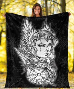 Viking Blanket Viking Valkyrie Sherpa Fleece Blanket Gifts for Viking Lovers