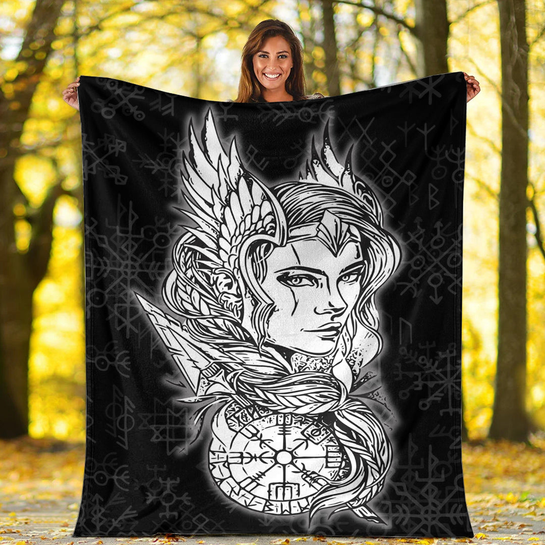 Viking Blanket, Viking Valkyrie Sherpa Fleece Blanket Gifts for Viking Lovers