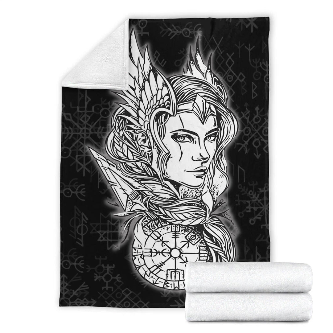 Viking Blanket, Viking Valkyrie Sherpa Fleece Blanket Gifts for Viking Lovers
