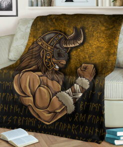 Viking Blanket Viking Warrior Muscles Power Sherpa Fleece Blanket Gifts for Viking Lovers