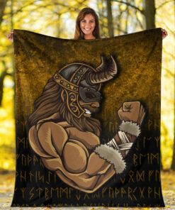 Viking Blanket Viking Warrior Muscles Power Sherpa Fleece Blanket Gifts for Viking Lovers