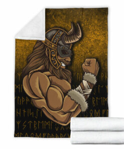Viking Blanket Viking Warrior Muscles Power Sherpa Fleece Blanket Gifts for Viking Lovers
