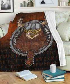 Viking Blanket Viking Warrior Odin Valhalla Sherpa Fleece Blanket Gifts for Viking Lovers