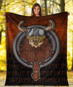 Viking Blanket Viking Warrior Odin Valhalla Sherpa Fleece Blanket Gifts for Viking Lovers