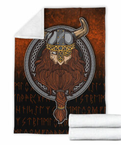 Viking Blanket Viking Warrior Odin Valhalla Sherpa Fleece Blanket Gifts for Viking Lovers