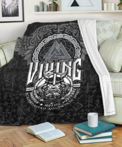 Viking Blanket Viking Warrior Valknut Sherpa Fleece Blanket Gifts for Viking Lovers